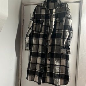 Plaid long shacket